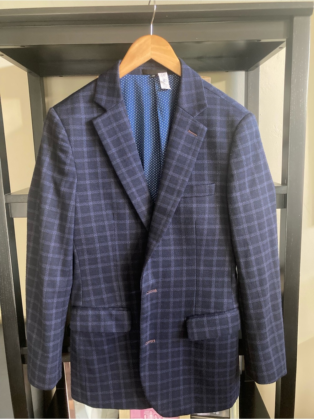 State and Liberty Men's Navy Windowpane Blazer